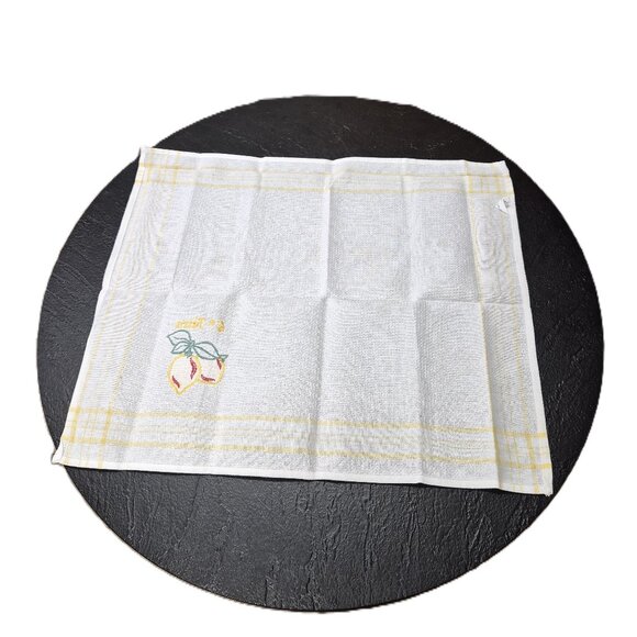 Vintage Portuguese 2 Kitchen Towels – Waffle Cotton Fruit Embroidery Patchwork - Picture 3 of 7